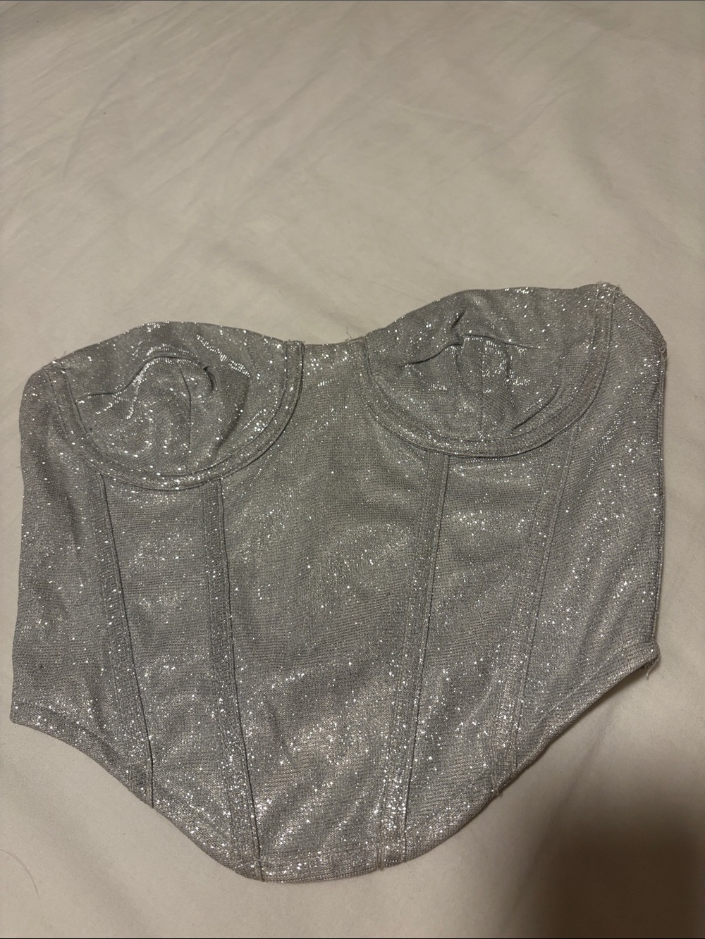 Silver Glitter Strapless Bustier Corset Top by Cotton Candy LA Small